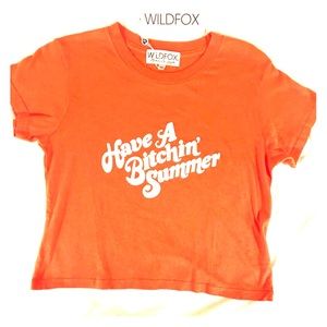 Wildfox XS cropped tee Orange.